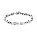 14K White Gold 2.0 Cttw Princess and Round Diamond Bar and Link Bracelet (I-J Color, I1-I2 Clarity) - 7.25" Inches