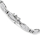 14K White Gold 2.0 Cttw Princess and Round Diamond Bar and Link Bracelet (I-J Color, I1-I2 Clarity) - 7.25" Inches