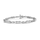 14K White Gold 1.0 Cttw Invisible Set Princess Cut Diamond Alternating Station and Link Tennis Bracelet (I-J Color, I1-I2 Clarity) - Size 7.25" Inches