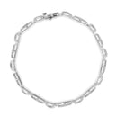 14K White Gold 1.0 Cttw Invisible Set Princess Cut Diamond Alternating Station and Link Tennis Bracelet (I-J Color, I1-I2 Clarity) - Size 7.25" Inches