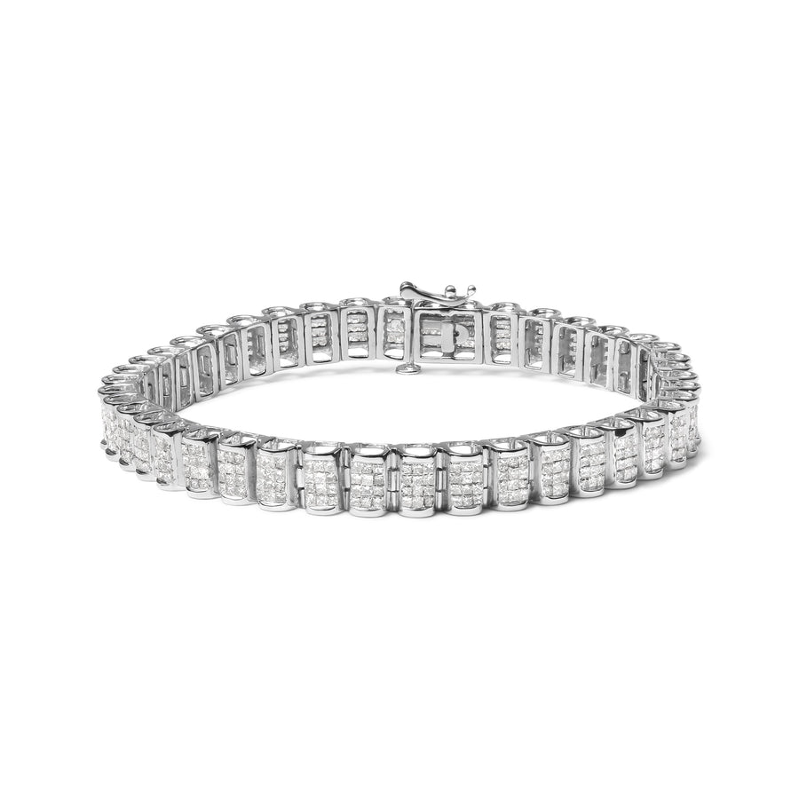 14K Yellow Gold 5.0 Cttw Invisible Set Princess-cut Diamond Buckle Link Tennis Bracelet (H-I Color, SI2-I1 Clarity) - Size 7.25