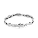 14K White Gold 2.0 Cttw Channel-Set Alternating Baguette and Princess-Cut Diamond Link Bracelet (H-I Color, SI2-I1 Clarity) - Size 7