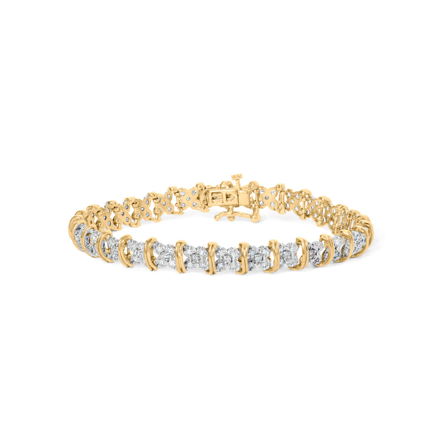 10K Yellow Gold Plated .925 Sterling Silver 2.0 Cttw Round Diamond Cluster 