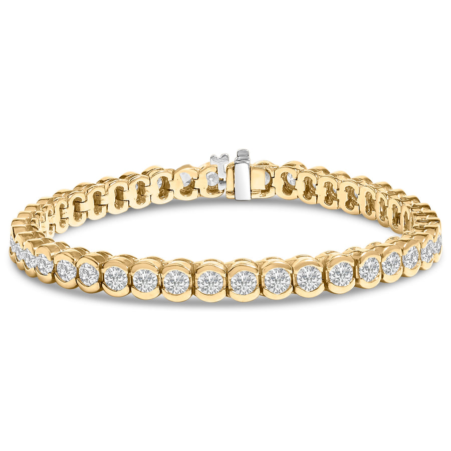 14K Yellow Gold 8.00 Cttw Half Bezel Set Diamond Tennis Bracelet (H-I Color, SI2-I1 Clarity) - 7