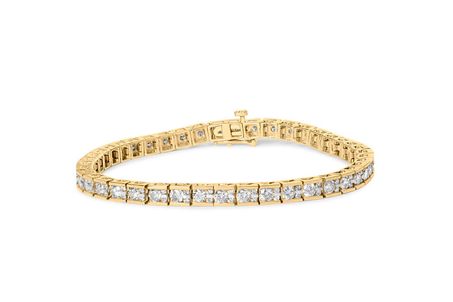 10K Yellow Gold 4.00 Cttw Channel Set Round Diamond Tennis 7