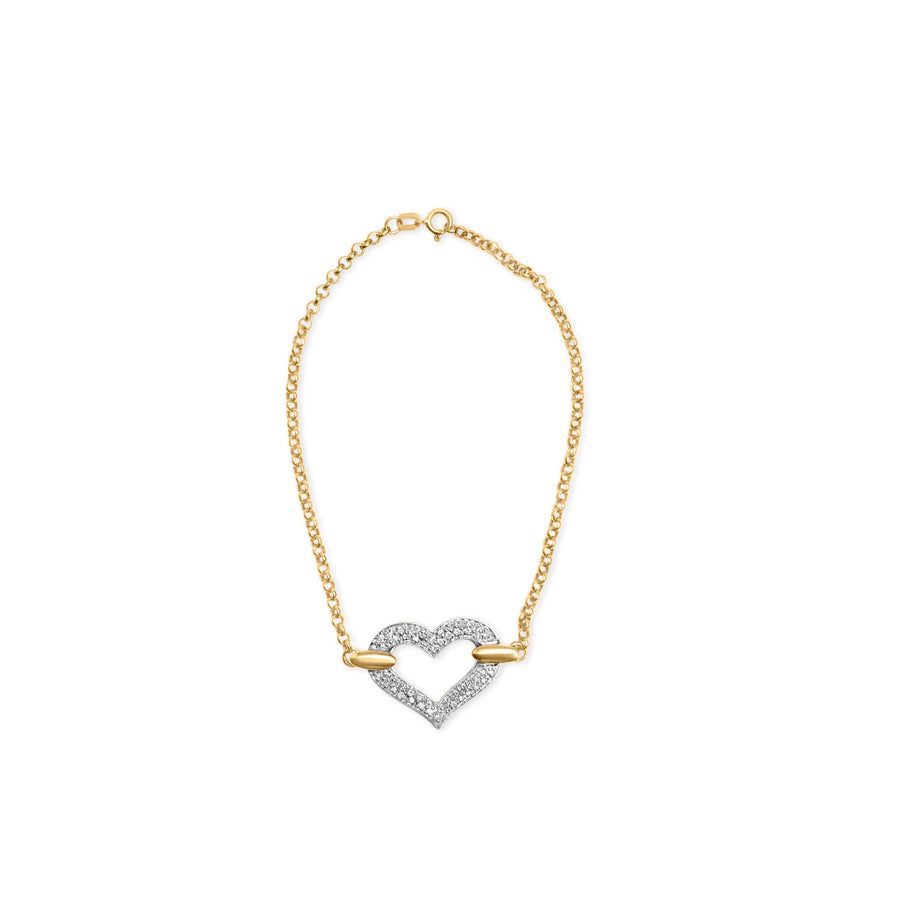 10K Two Tone Gold 1/4 Cttw Diamond Encrusted Heart Charm 7