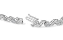 10K White Gold 2.00 Cttw Round-Cut and Baguette-Cut Diamond Floral Design Swirl Link 7" Bracelet (I-J Color, I1-I2 Clarity)