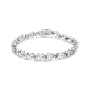 .925 Sterling Silver, Lab-Grown Gemstone and 4 Cttw Round Diamond Tennis Bracelet (H-I Color, I1-I2 Clarity) - Created Blue Sapphire, September Birthstone