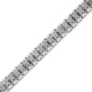 .925 Sterling Silver 1.0 Cttw Rose Cut Diamond Double-Link 7" Tennis Bracelet (I-J Color, I3 Clarity)