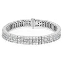 14K White Gold 7 7/8 Cttw Princess and Baguette Diamond Eternity Line Tennis Bracelet (G-H Color, SI1-SI2 Clarity) - 7" Inches