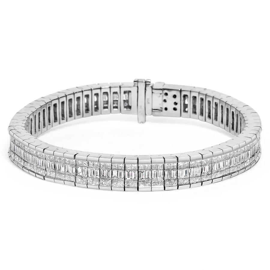14K White Gold 7 7/8 Cttw Princess and Baguette Diamond Eternity Line Tennis Bracelet (G-H Color, SI1-SI2 Clarity) - 7