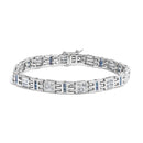 14K White Gold Princess-Cut white and Blue Diamond 3.00 cttw Fashion Link Bracelet (H-I Color, SI1-SI2 Clarity)