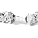 14K White Gold 8 1/5 Cttw Diamond Geometric Twisted Link Bracelet