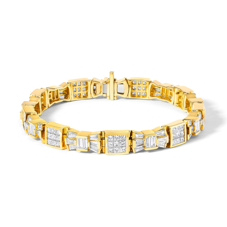 14K Yellow Gold 9.0 Cttw Diamond Alternating Bow and Box Link Bracelet (G-H Color, VS1-VS2 Clarity)- 7