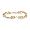 14K Yellow Gold Plated .925 Sterling Silver 1.0 Cttw Diamond Infinity Loop and Swirl Link Bracelet