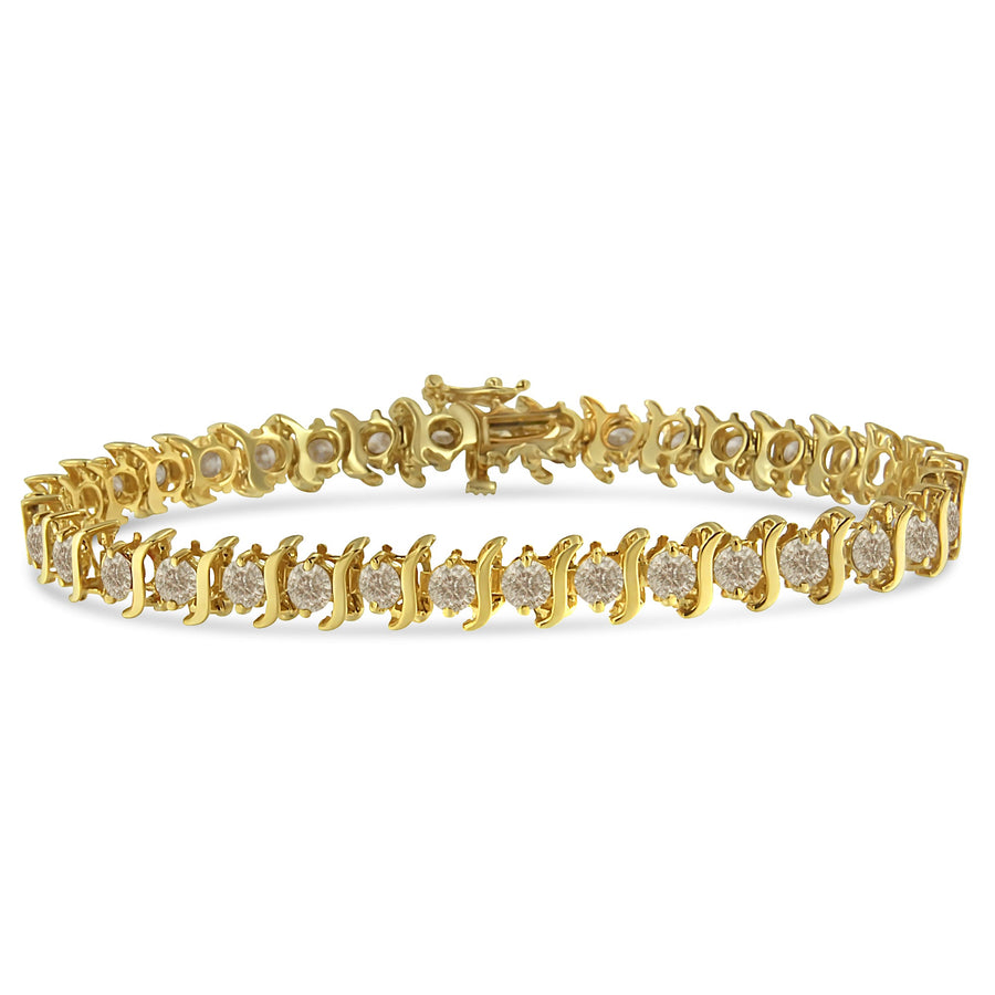 10K Yellow Gold Plated .925 Sterling Silver 7.0 cttw 2-Prong Set Round Brilliant Cut Diamond 