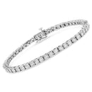 14K White Gold 3.0 Cttw Lab Grown Diamond Illusion-Set Miracle Plate Tennis Bracelet (F-G Color, VS1-VS2 Clarity) - Size 7.25"