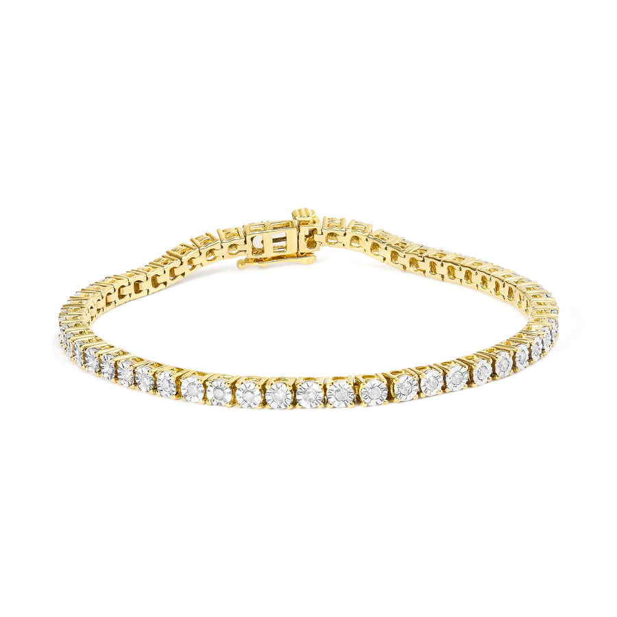 .925 Sterling Silver 1.0 Cttw Miracle-Set Diamond Round Faceted Bezel Tennis Bracelet (I-J Color, I3 Clarity) - 7
