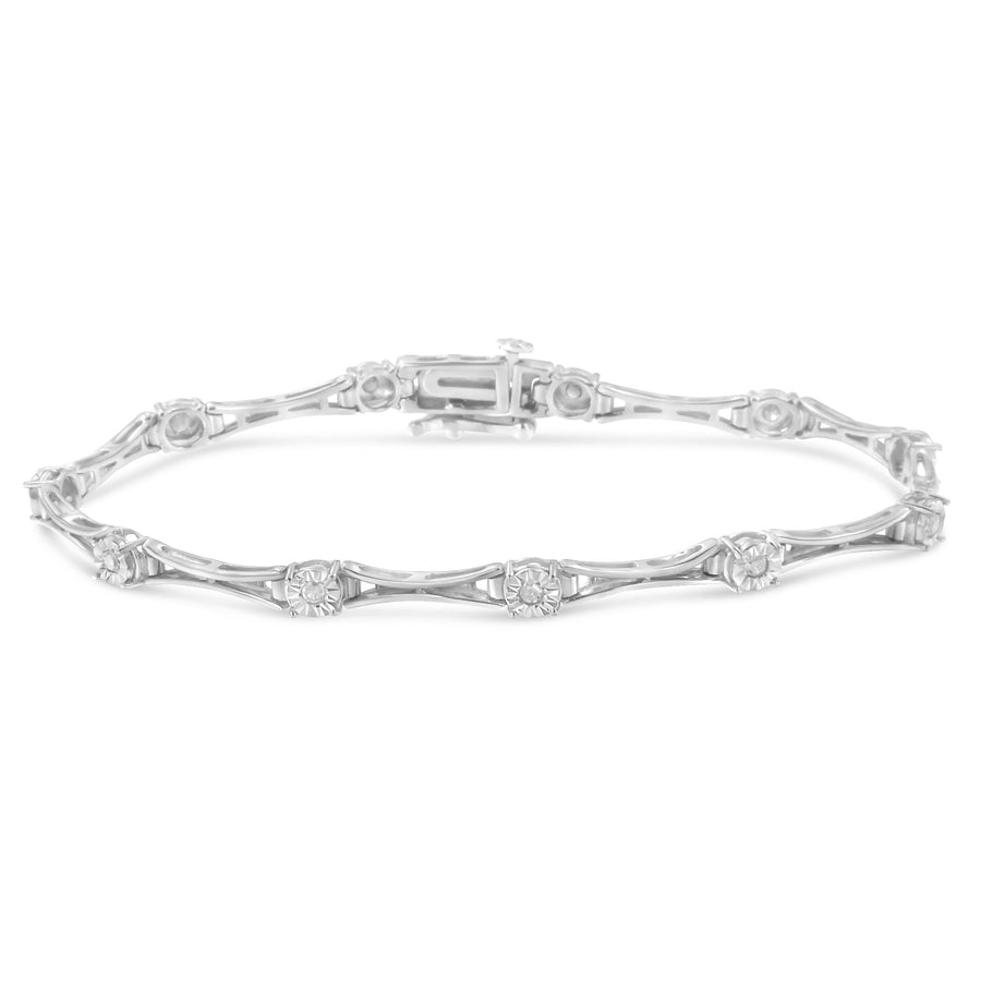 .925 Sterling Silver 1/4 Cttw Diamond Miracle-Set Flared-Bar 7