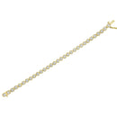 14K Yellow Gold Plated .925 Sterling Silver 1/10 Cttw Diamond Open Circle Beaded Wheel Link Tennis Bracelet (I-J Color, I3 Clarity) - 7.25"