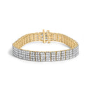 IGI Certified 14K Yellow Gold Plated Sterling Silver 10.0 Cttw Diamond 4 Row Tennis Bracelet