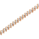 14KT Rose Gold Plated Sterling Silver Diamond S Link Tennis Bracelet (2 cttw, J-K Color, I1-I2 Clarity) - Size 7.5"