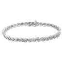 .925 Sterling Silver 1.0 cttw Miracle Set Diamond Spiraling Bezel Link Bracelet(I-J Color, I3 Clarity) -7.25"