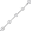.925 Sterling Silver 3.0 Cttw Diamond Halo Square Shape Link Bracelet (I-J Color, I3 Clarity) - 7.25"