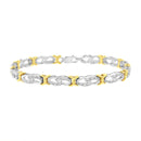 10k Yellow Gold Plated Sterling Silver 1/4 cttw Diamond Infinity and X Link Bracelet (I-J Clarity, I2-I3 Color) - Size 7.25"