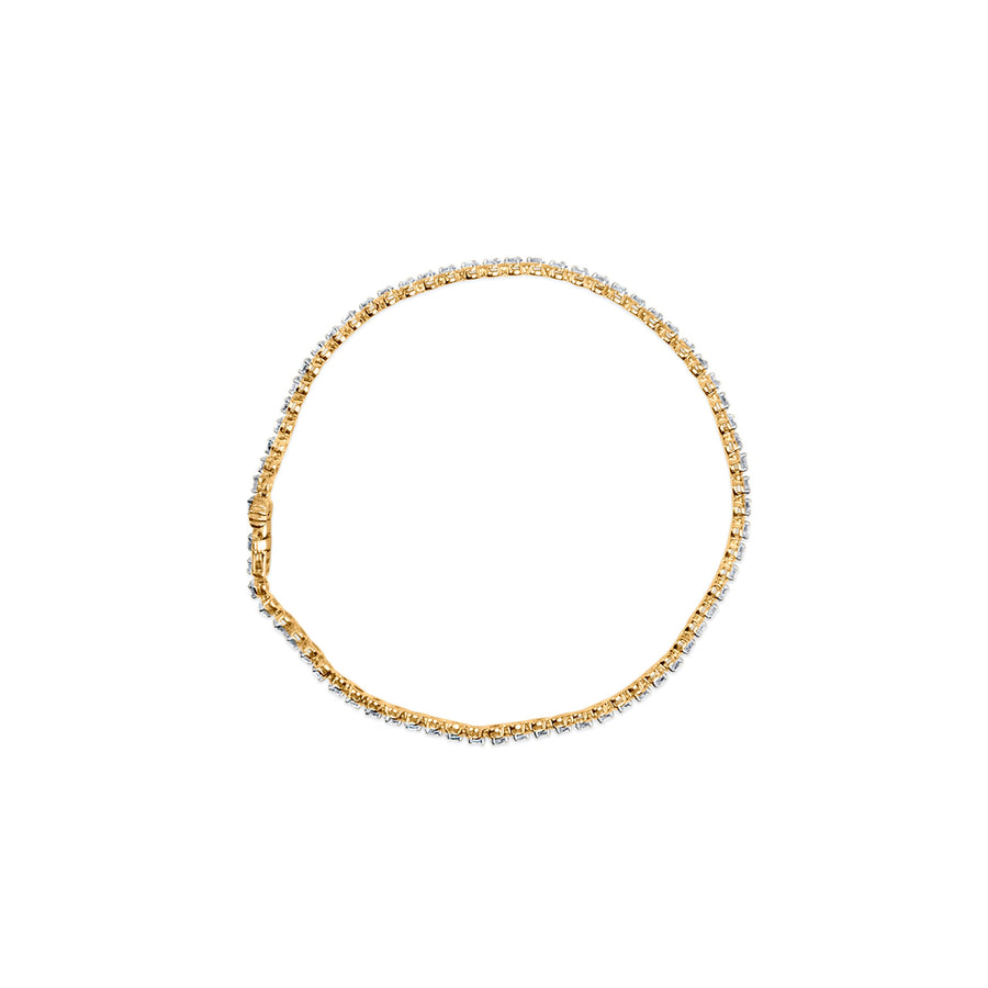 10K Yellow Gold Plated Sterling Silver 1.0 Cttw Round Diamond Tennis Bracelet