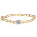 14K Yellow Gold 5/8 Cttw Diamond Cluster Curb Chain Bracelet