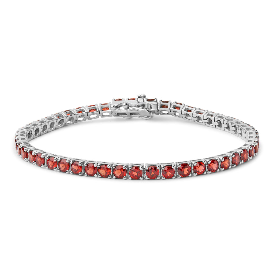 .925 Sterling Silver 10.0 Cttw Created Orange Garnet Tennis Bracelet - 7.25
