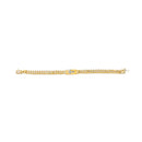 14K Yellow Gold Plated .925 Sterling Silver Diamond Accent Inlaid Cross Cuban Link Bracelet (I-J Color, I3 Clarity)-  7.25"