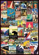 Puzzle: Vintage Art Collages - Travel USA Vintage Posters