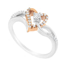 10K Rose Gold over .925 Sterling Silver â…• Cttw Diamond Split Shank Open Heart Cocktail Ring (I-J Color, I2-I3 Clarity)