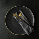 Black Crystal Ceramic Dessert Plate Round Flat Plate