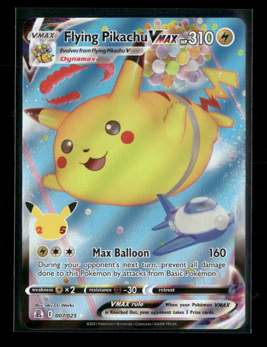 pikachu vmax pokemon card value Celebrations Flying Pikachu VMAX #007/025 – Ralphie's Funhouse