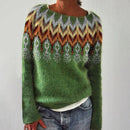 Women's Round Neck Loose Multicolor Pullover Sweater