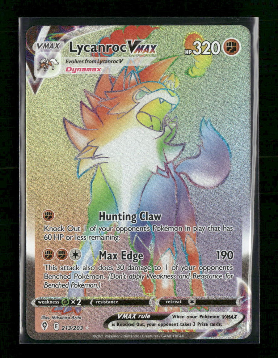 lycanroc vmax pokemon card value Lycanroc VMAX 092/203 Evolving Skies Full Art Pokmon Golden Grading 9