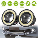 2 Pcs 2.5"Auto COB LED Fog Light 1200LM 6000k White IP65 Waterproof Halo Angel Eye Ring Bulb Lamp Driving DRL 12V