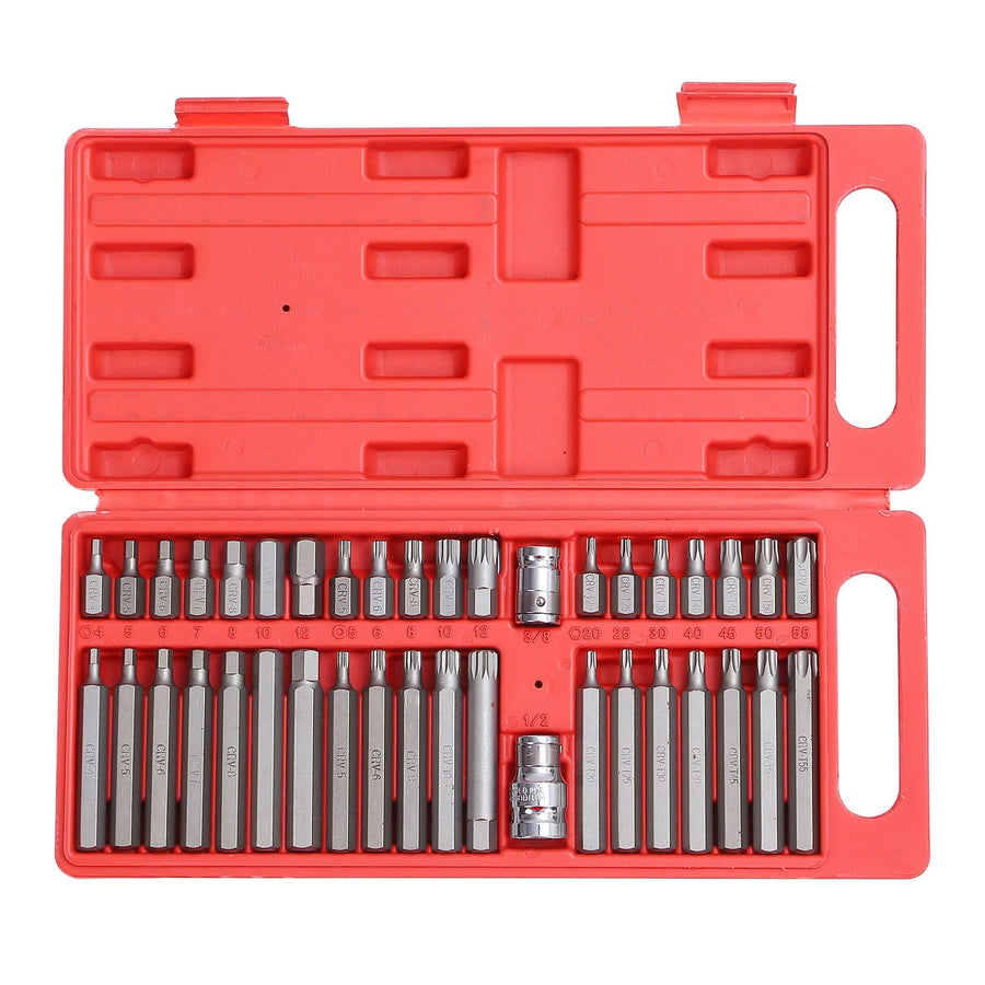40Pcs Socket Bit Set Hex Torx Spine CRV Combination Bits w/ 3/8