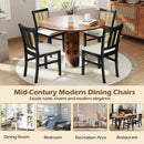 Farmhouse Rattan Dining Chair Set of 2 with Rubber Wood Legs and Cane Back-Beige