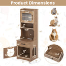 Cat Litter Box Enclosure with LED Light & Charging Station