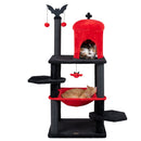 60" Gothic Cat Tower with Plush Perch and Coffin Bed