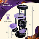 60" Gothic Cat Tower with Plush Perch and Hanging Toys