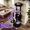 60" Gothic Cat Tower with Plush Perch and Hanging Toys