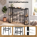 60 Inch Dining Table and 2 Upholstered Barstools with Faux Marble Tabletop
