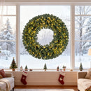 60 Inch Pre-Lit Artificial Christmas Wreath 200 LED Warm White Lights