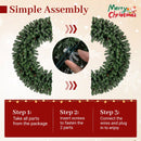 60 Inch Pre-Lit Artificial Christmas Wreath 200 LED Warm White Lights