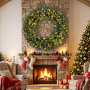 60 Inch Pre-Lit Artificial Christmas Wreath 200 LED Warm White Lights